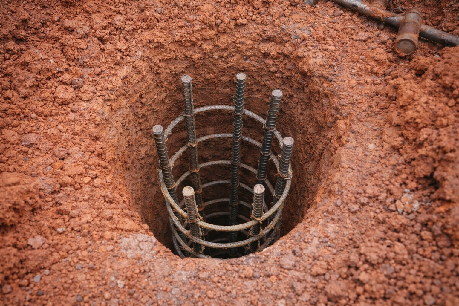 Detail lubang bor Strauss Pile dan kondisi tanah setelah pengeboran manual