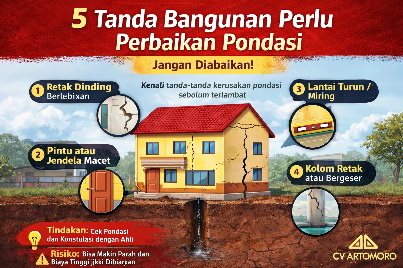 Tanda-tanda kerusakan pondasi bangunan